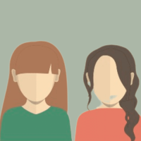 Zeichnung, zwei Frauen mit langen Haaren